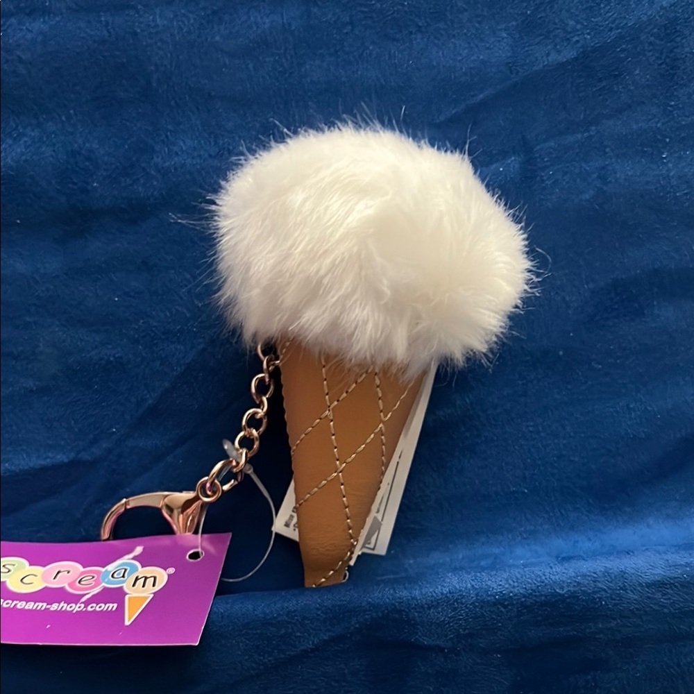Fluffy White and Tan Bag Tag or Keychain